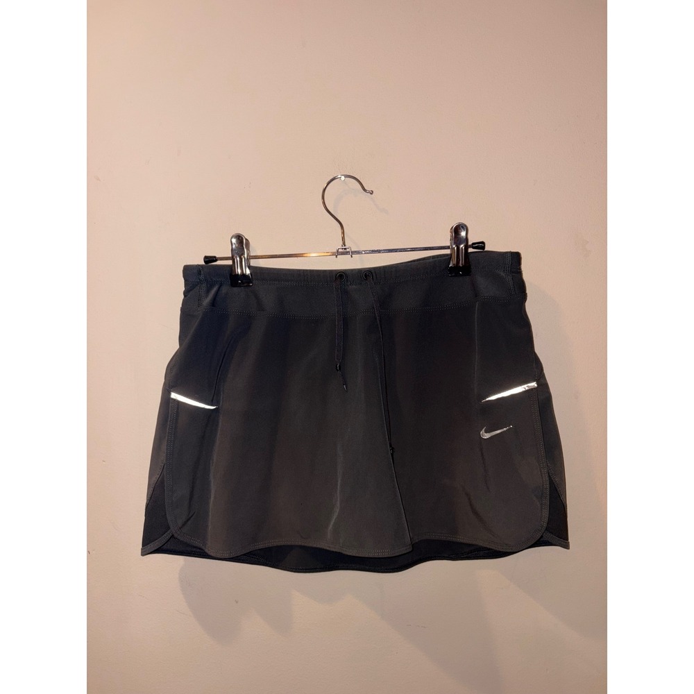 Nike Dri-FIT Women Running Skort Gray Teal Size S Rear Zip Pocket Reflective